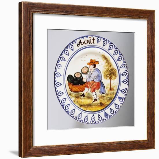 Plate Depicting Months, August, Earthenware-null-Framed Giclee Print