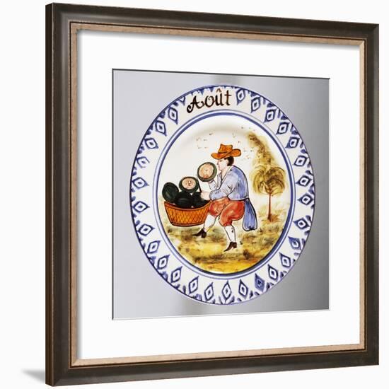 Plate Depicting Months, August, Earthenware-null-Framed Giclee Print