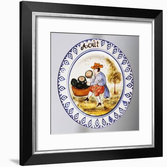 Plate Depicting Months, August, Earthenware-null-Framed Giclee Print