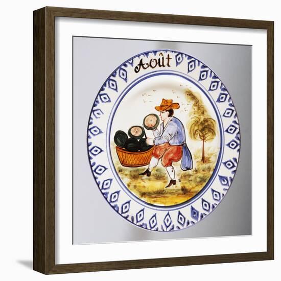 Plate Depicting Months, August, Earthenware-null-Framed Giclee Print