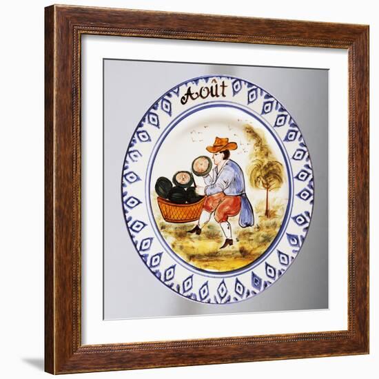 Plate Depicting Months, August, Earthenware-null-Framed Giclee Print