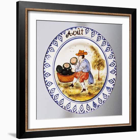 Plate Depicting Months, August, Earthenware-null-Framed Giclee Print