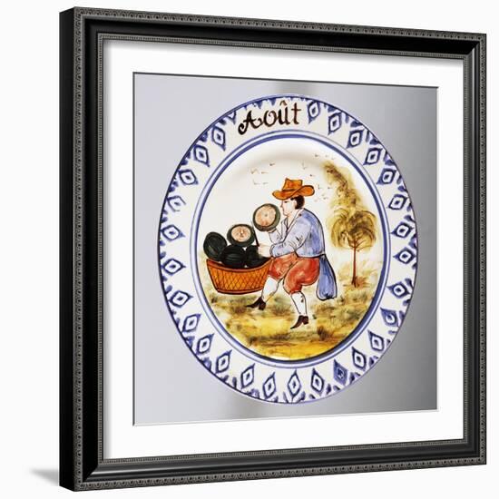 Plate Depicting Months, August, Earthenware-null-Framed Giclee Print