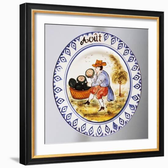 Plate Depicting Months, August, Earthenware-null-Framed Giclee Print