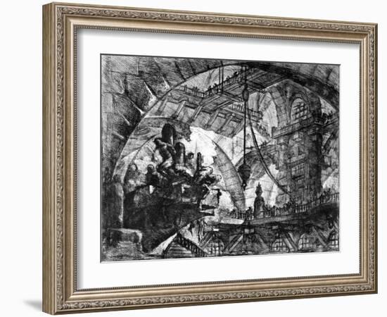 Plate from the 'Carceri D'Invenzione' Series, 1761-Giovanni Battista Piranesi-Framed Giclee Print