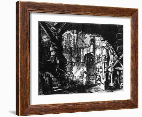 Plate from the 'Carceri D'Invenzione' Series, 1761-Giovanni Battista Piranesi-Framed Giclee Print