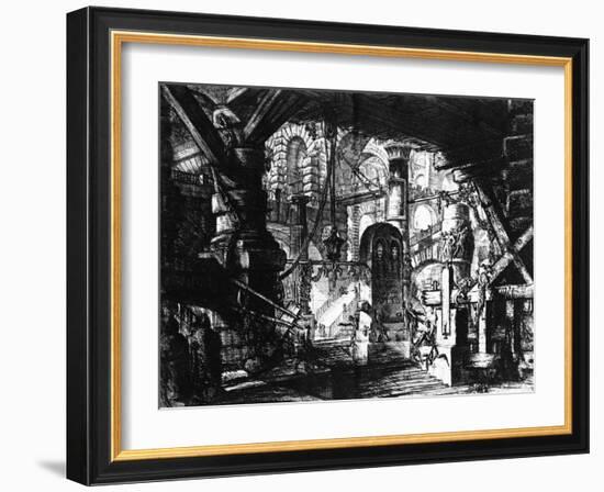 Plate from the 'Carceri D'Invenzione' Series, 1761-Giovanni Battista Piranesi-Framed Giclee Print