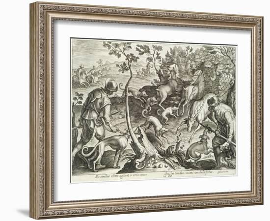 Plate from the Series Venationes Ferarum, Avium, Piscium, Fiandre-Jan van der Straet-Framed Giclee Print