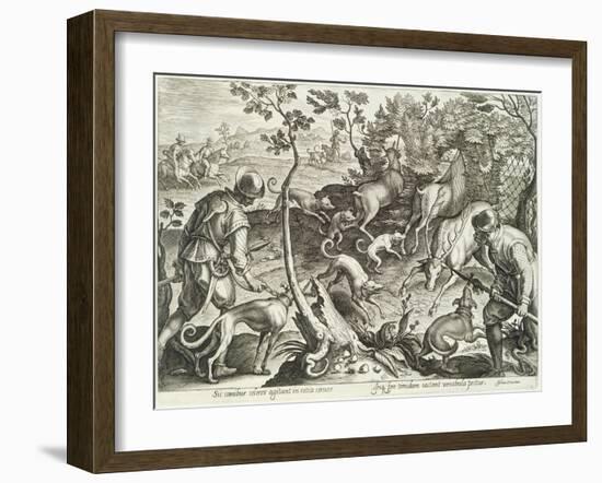 Plate from the Series Venationes Ferarum, Avium, Piscium, Fiandre-Jan van der Straet-Framed Giclee Print