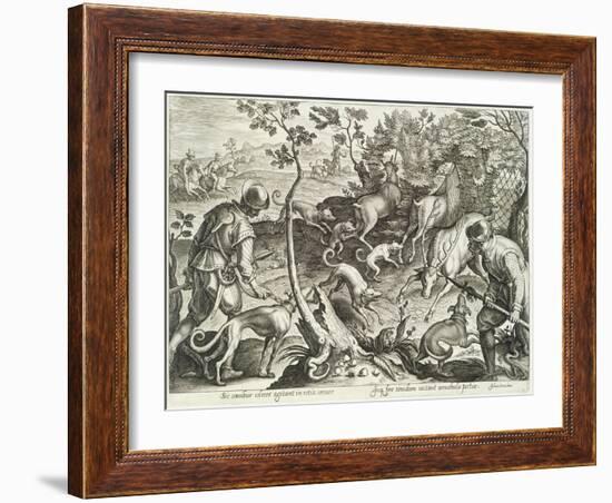 Plate from the Series Venationes Ferarum, Avium, Piscium, Fiandre-Jan van der Straet-Framed Giclee Print