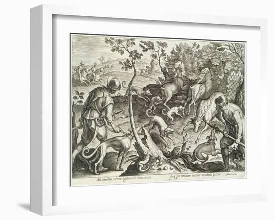 Plate from the Series Venationes Ferarum, Avium, Piscium, Fiandre-Jan van der Straet-Framed Giclee Print