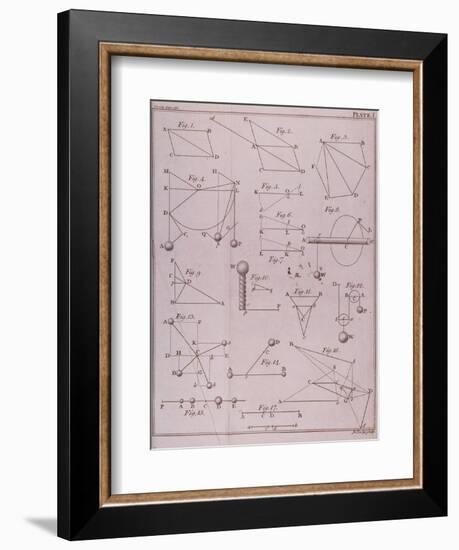 Plate I, Illustrating Law II from Volume I of "The Mathematical Principles of Natural Philosophy"-null-Framed Giclee Print