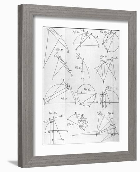 Plate IV from "The Mathematical Principles of Natural Philosophy" by Sir Isaac Newton 1777-null-Framed Giclee Print