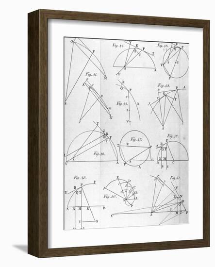 Plate IV from "The Mathematical Principles of Natural Philosophy" by Sir Isaac Newton 1777-null-Framed Giclee Print