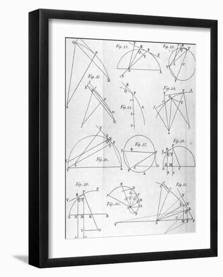 Plate IV from "The Mathematical Principles of Natural Philosophy" by Sir Isaac Newton 1777-null-Framed Giclee Print
