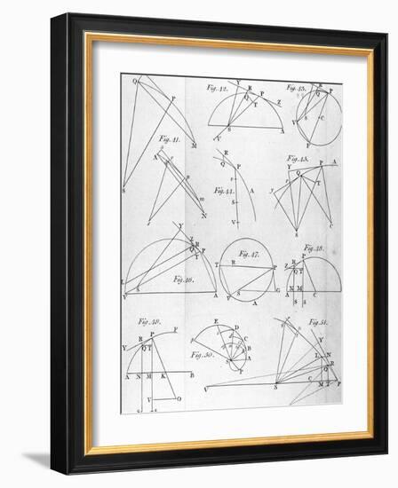 Plate IV from "The Mathematical Principles of Natural Philosophy" by Sir Isaac Newton 1777-null-Framed Giclee Print