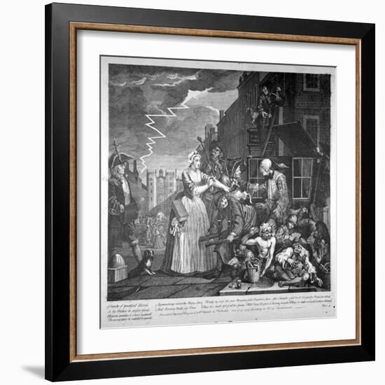 Plate IV of a Rake's Progress, 1735-William Hogarth-Framed Giclee Print