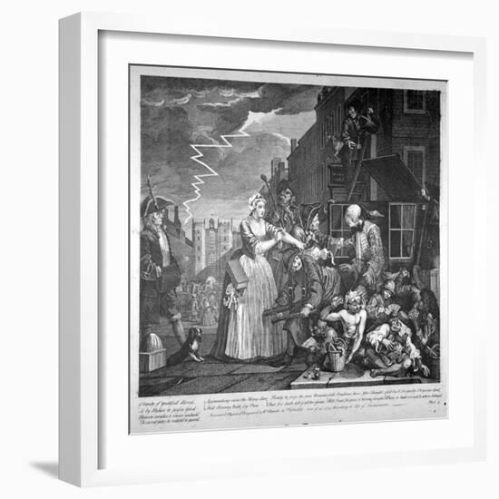 Plate IV of a Rake's Progress, 1735-William Hogarth-Framed Giclee Print