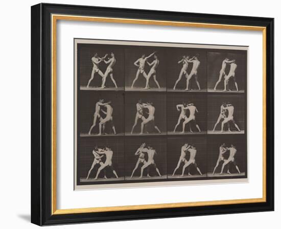 Plate Number 340. Boxing; open hand , 1887-Eadweard Muybridge-Framed Photographic Print