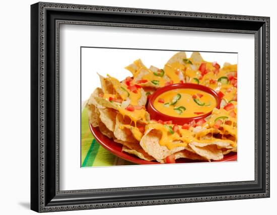 Plate of Fresh Nachos with a Spicy Jalapeno Cheese Sauce-HHLtDave5-Framed Photographic Print