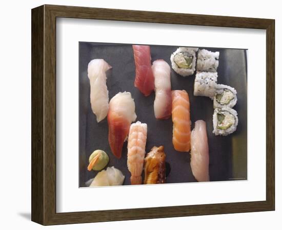Plate of Sushi Covered with Raw Fish and Stuffed, Japan-Aaron McCoy-Framed Photographic Print