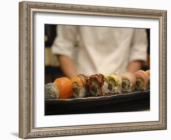 Plate of Sushi, Japanese Restaurant, Japan-Aaron McCoy-Framed Photographic Print