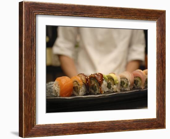 Plate of Sushi, Japanese Restaurant, Japan-Aaron McCoy-Framed Photographic Print