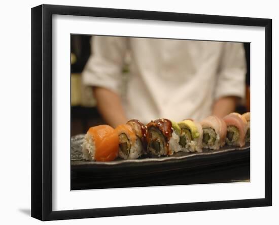 Plate of Sushi, Japanese Restaurant, Japan-Aaron McCoy-Framed Photographic Print