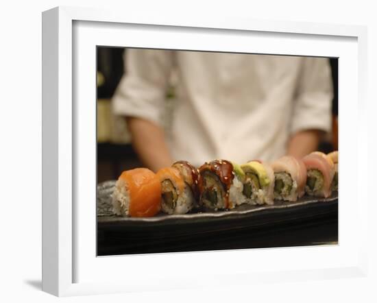 Plate of Sushi, Japanese Restaurant, Japan-Aaron McCoy-Framed Photographic Print