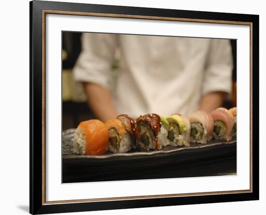 Plate of Sushi, Japanese Restaurant, Japan-Aaron McCoy-Framed Photographic Print