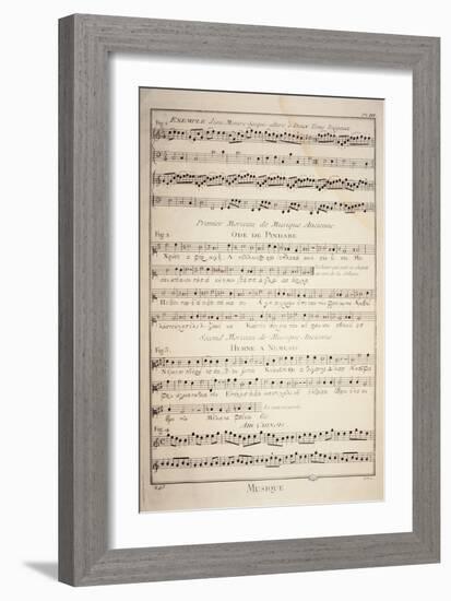 Plate Showing Sheet Music with Three Examples of Ancient Greek Music and a Chinese Air-null-Framed Giclee Print