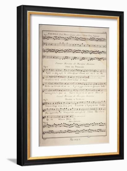 Plate Showing Sheet Music with Three Examples of Ancient Greek Music and a Chinese Air-null-Framed Giclee Print