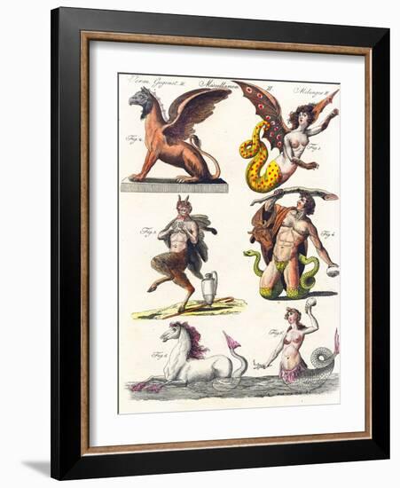 Plate Showing Various Mythological Hybrids, 1830-German School-Framed Giclee Print