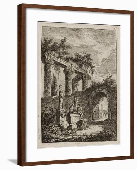 Plate Three from Evenings in Rome, 1763-64-Hubert Robert-Framed Giclee Print