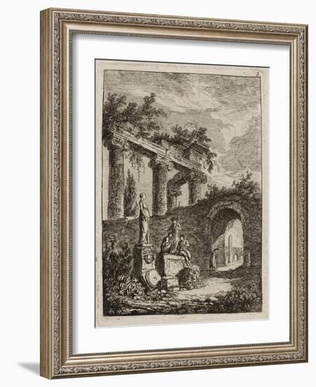 Plate Three from Evenings in Rome, 1763-64-Hubert Robert-Framed Giclee Print