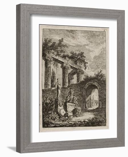 Plate Three from Evenings in Rome, 1763-64-Hubert Robert-Framed Giclee Print