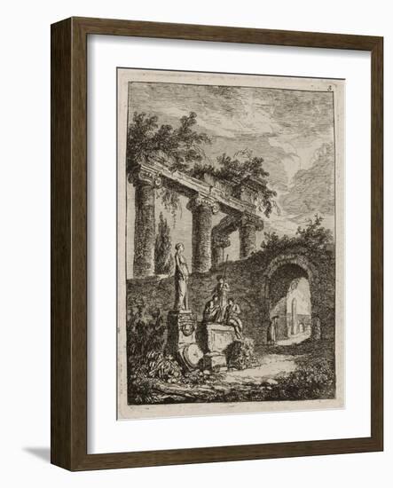 Plate Three from Evenings in Rome, 1763-64-Hubert Robert-Framed Giclee Print