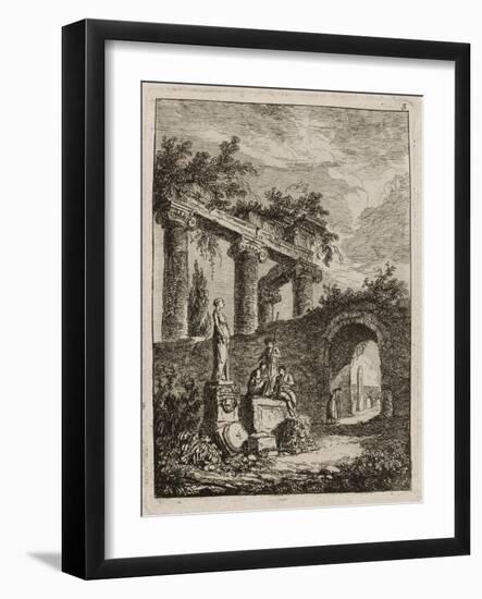 Plate Three from Evenings in Rome, 1763-64-Hubert Robert-Framed Giclee Print