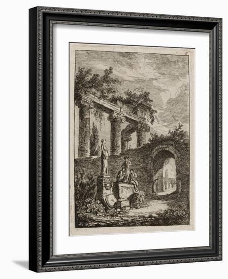 Plate Three from Evenings in Rome, 1763-64-Hubert Robert-Framed Giclee Print