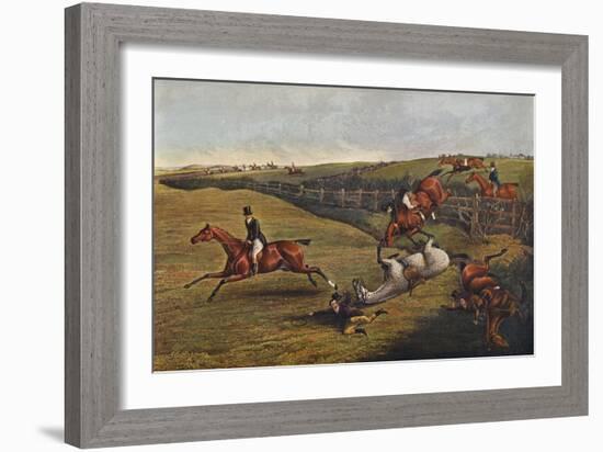 'Plate V: Grand Leicestershire Steeplechase, 1829', 1830, (1922)-Charles Bentley-Framed Giclee Print