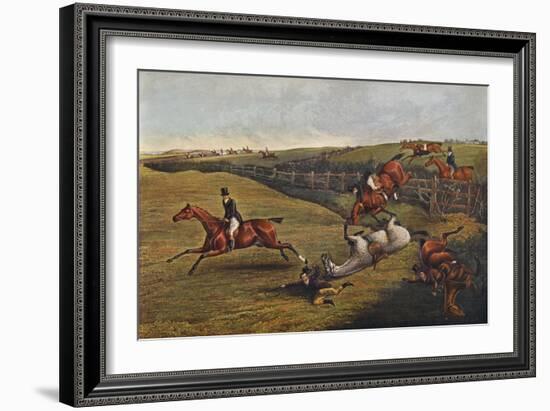 'Plate V: Grand Leicestershire Steeplechase, 1829', 1830, (1922)-Charles Bentley-Framed Giclee Print