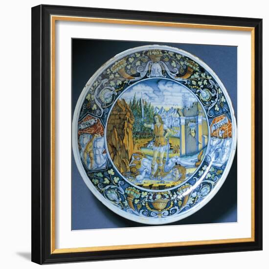 Plate with Depiction of David and Goliath, Ceramic-null-Framed Giclee Print