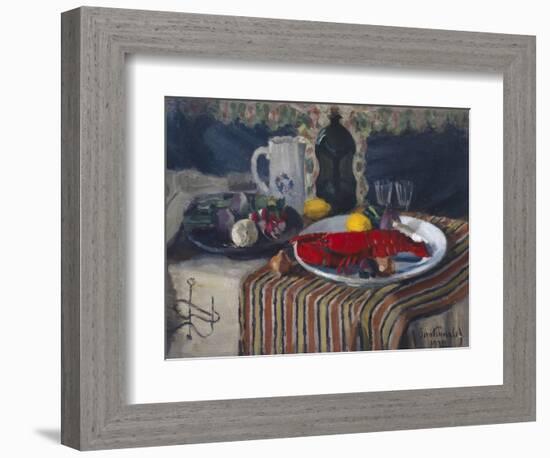 Plate with lobster and lemon-Frithjof Smith-Hald-Framed Giclee Print