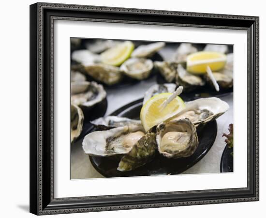 Plates of Fresh Oysters, Sydney's Fish Market at Pyrmont, Sydney, Australia-Andrew Watson-Framed Photographic Print