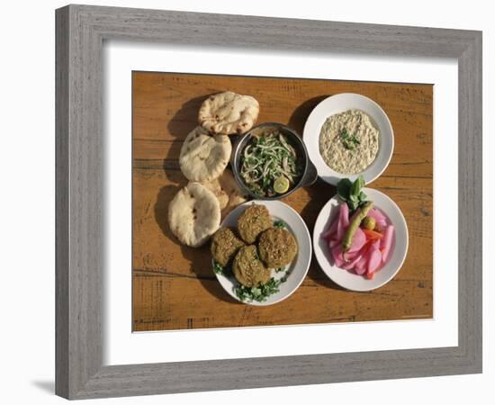 Plates of Traditional Food, Falafel, Babaghanoush and Shawarma, Egypt, North Africa-Upperhall Ltd-Framed Photographic Print