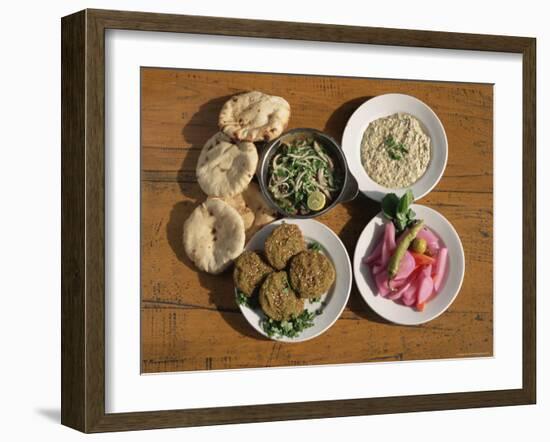 Plates of Traditional Food, Falafel, Babaghanoush and Shawarma, Egypt, North Africa-Upperhall Ltd-Framed Photographic Print