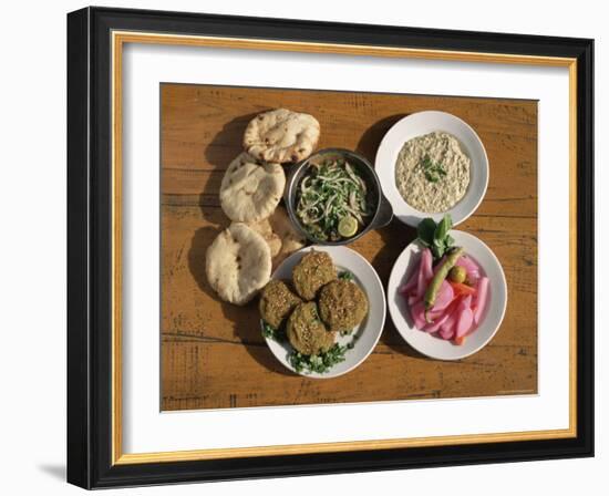 Plates of Traditional Food, Falafel, Babaghanoush and Shawarma, Egypt, North Africa-Upperhall Ltd-Framed Photographic Print