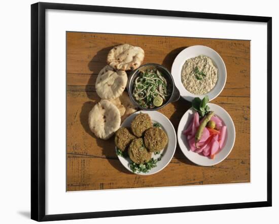 Plates of Traditional Food, Falafel, Babaghanoush and Shawarma, Egypt, North Africa-Upperhall Ltd-Framed Photographic Print