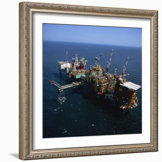 Platform and Drilling Rigs, Morecambe Bay Gas Field, England, United Kingdom, Europe-Nick Wood-Framed Photographic Print
