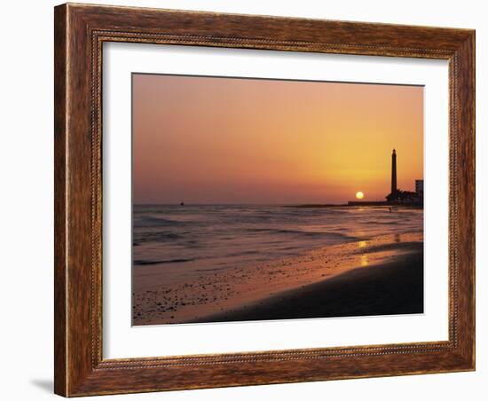 Playa De Maspalomas and Lighthouse at Sunset, Gran Canaria, Canary Islands, Spain, Atlantic, Europe-Pearl Bucknall-Framed Photographic Print